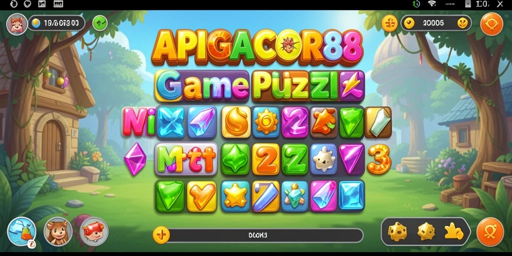 Tampilan gameplay menawan dari APIGACOR88 dengan elemen Match-3.