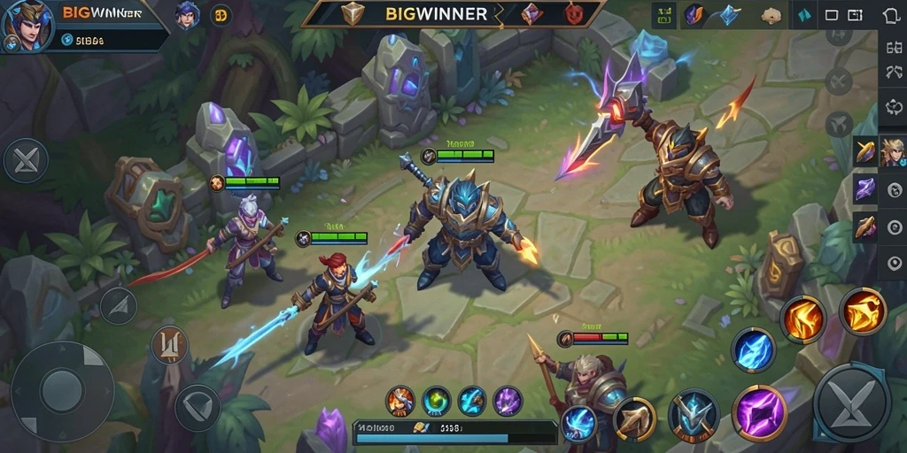 Gameplay seru dan menantang di BIGWINNER MOBA.