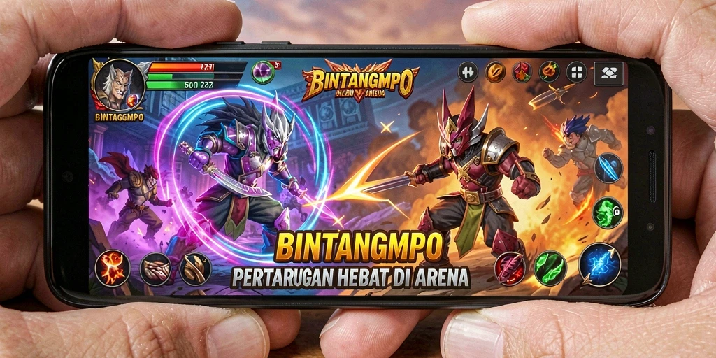 Screenshot BINTANGMPO menunjukkan pertarungan seru yang menguji skill.