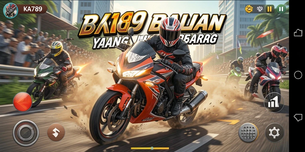 Tampilan gameplay seru di KA789 saat balapan motor.