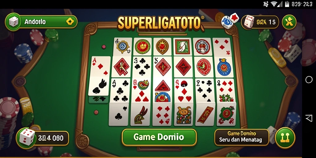 Screenshot gameplay <strong>SUPERLIGATOTO</strong> menampilkan aksi domino yang seru.