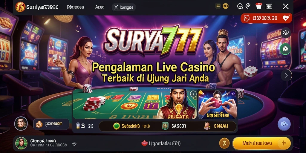 Tampilan menarik dari gameplay Live Casino SURYA777 dengan dealer langsung.