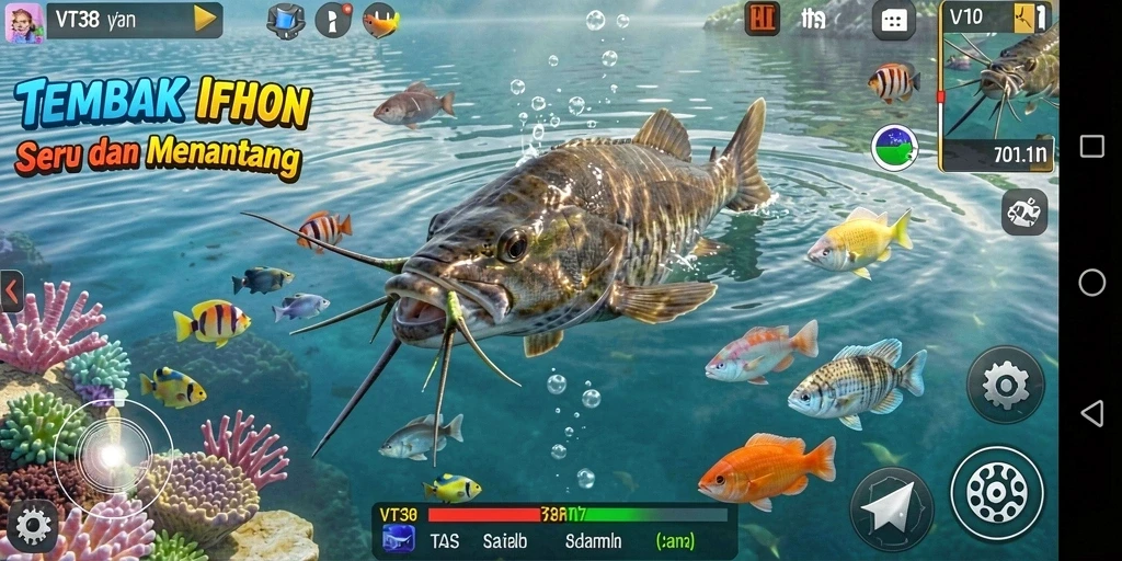 Tampilan menarik dari gameplay Tembak Ikan di VT38.