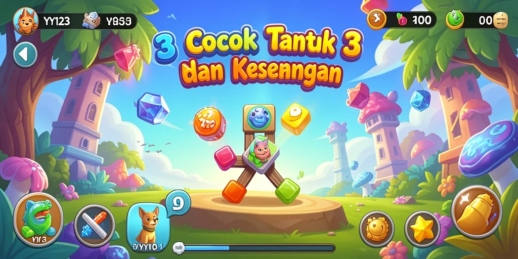 Gameplay seru YY123 dengan berbagai tantangan mencocokkan objek.